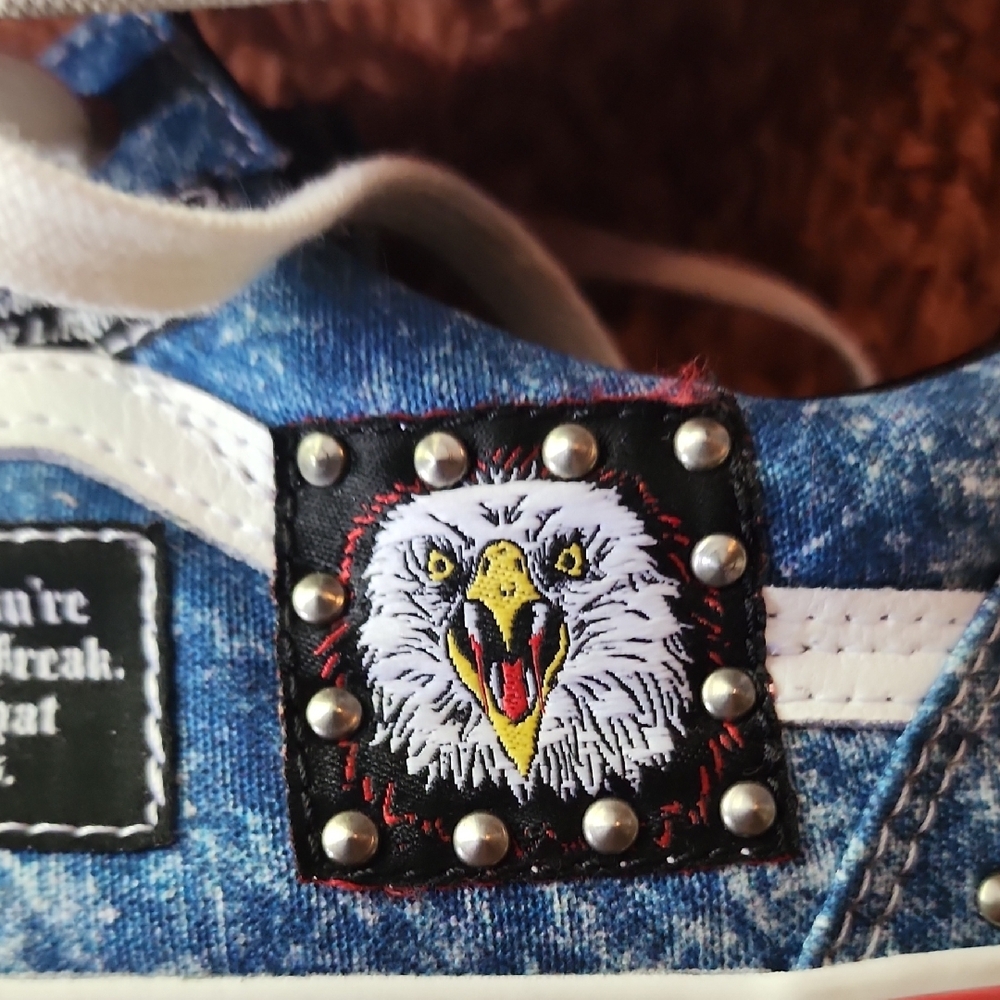 Vans Blue Acid Wash Men's Sneakers Cobra Kai Best Defense More Offense - Picture 4 of 14